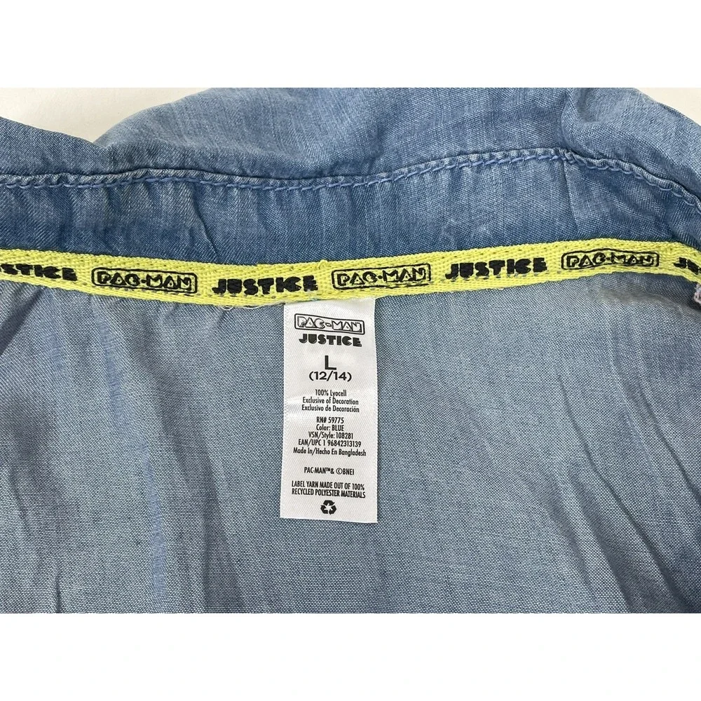 Justice Girls Pacman‎ Chambray Romper Size L Blue
